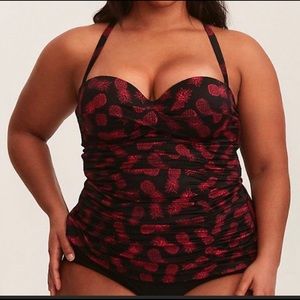 Torrid ruched pineapple set tankini and bottoms size 2